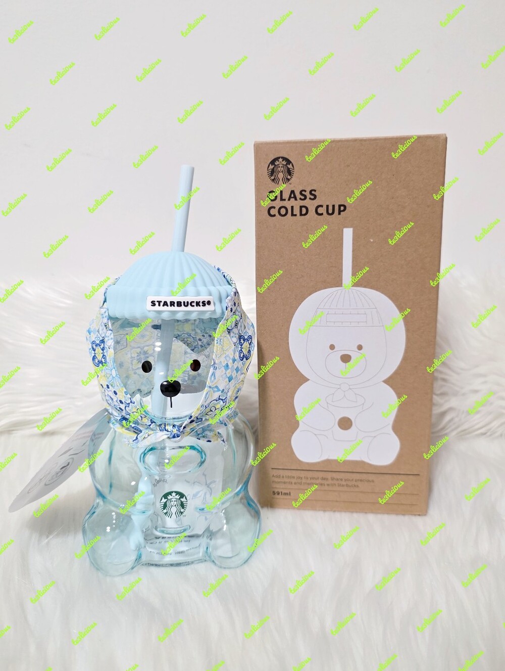 STARBUCKS KOREA 2026 BEARISTA BEAR GLASS MEDITERRANEAN BABY BLUE COLD CUP